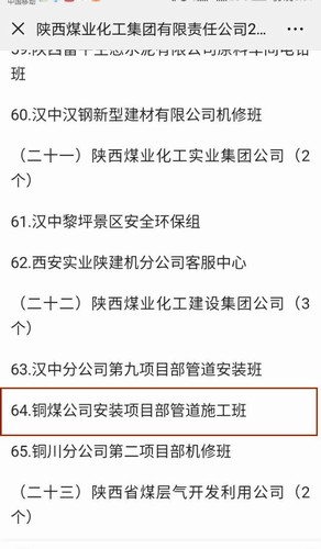 陜煤建設(shè)銅煤公司安裝項目部喜獲陜煤集團2018年度“安全先進班組”榮譽